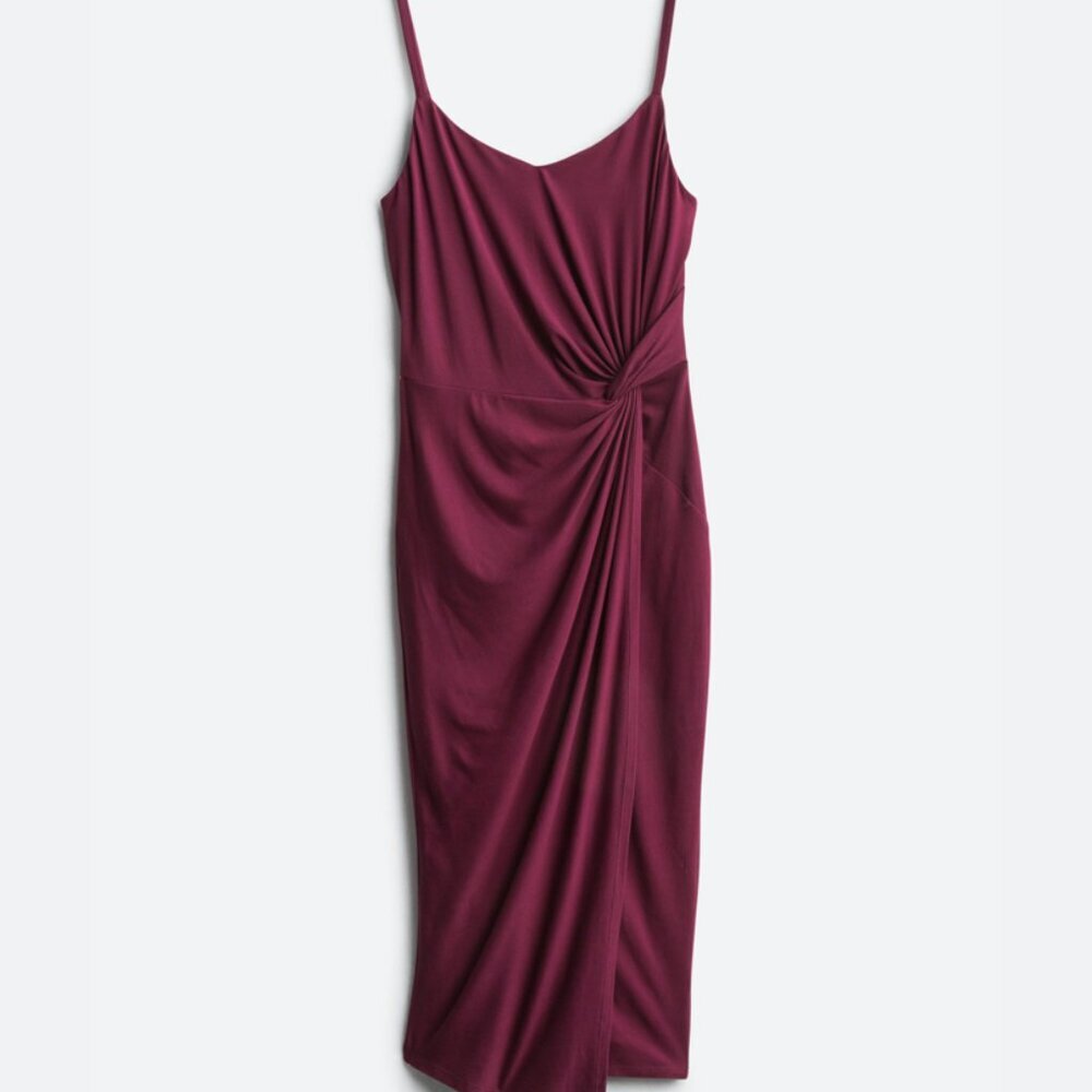 Nine Britton Size Xl Vivienne Knit Midi Dress Wine Burgandy Red Twist Waist Vamp